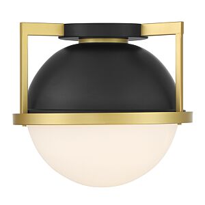 Carlysle 1-Light Ceiling Light in Matte Black with Warm Brass Accents