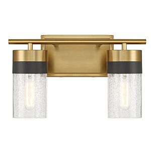 Brickell 2-Light Bathroom Vanity Light in Warm Brass and Black