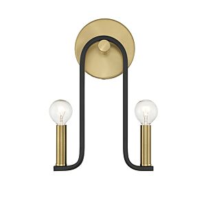 Archway 2-Light Wall Sconce in Matte Black with Warm Brass Accents