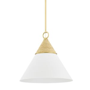 Mica 1-Light Pendant in Aged Brass