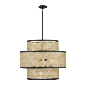 3-Light Pendant in Natural Cane with Matte Black