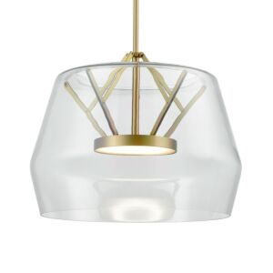 Deco LED Pendant in Clear with Brushed Gold