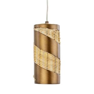 Flow 1-Light Mini Pendant in Baguette with Natural Rattan