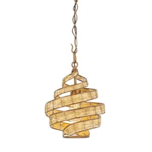 Flow 1-Light Pendant in Baguette with Natural Rattan