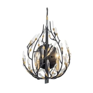 Bask 2-Light Wall Sconce in Matte Black with French Gold