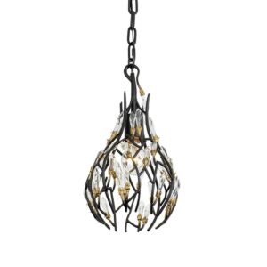 Bask 1-Light Mini Pendant in Matte Black with French Gold