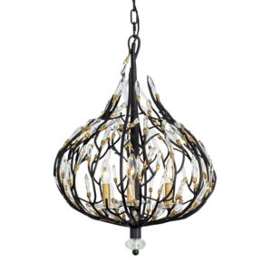 Bask 3-Light Pendant in Matte Black with French Gold