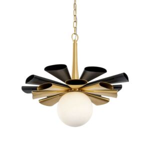 Daphne 1-Light Pendant in Matte Black with French Gold