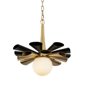 Daphne 1-Light Pendant in Matte Black with French Gold