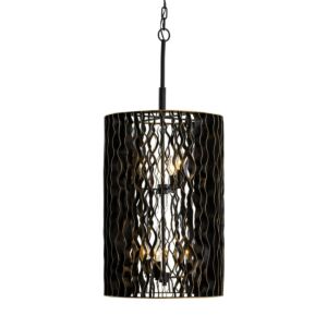 Estela 6-Light Foyer Pendant in Matte Black with French Gold