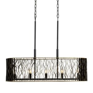 Estela 5-Light Linear Pendant in Matte Black with French Gold