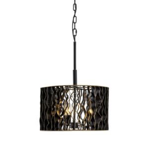 Estela 3-Light Pendant in Matte Black with French Gold