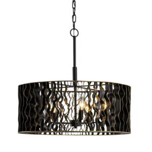 Estela 5-Light Pendant in Matte Black with French Gold