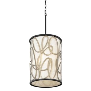 Scribble 6-Light Foyer Pendant in Matte Black with Artifact