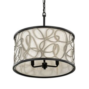 Scribble 3-Light Pendant in Matte Black with Artifact