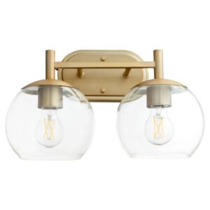 Lyon 2-Light Bathroom Vanity Light in Aged Brass