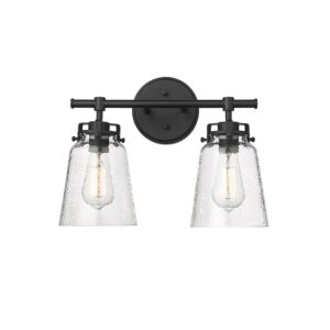 Amberose 2-Light Bathroom Vanity Light in Matte Black