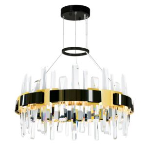 Aya LED Chandelier in Pearl Black & Titanium Gold