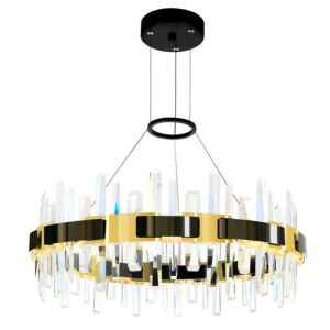 Aya LED Chandelier in Pearl Black & Titanium Gold