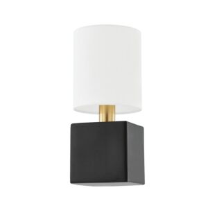 Joey 1-Light Wall Sconce in Aged Brass with Ceramic Satin Black