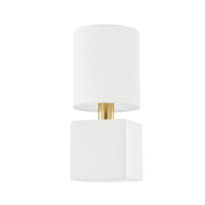 Joey 1-Light Wall Sconce in Aged Brass with Ceramic Satin White