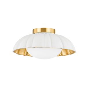 Penelope 1-Light Flush Mount in Aged Brass