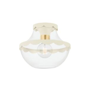 Alaina 1-Light Semi-Flush Mount in Aged Brass