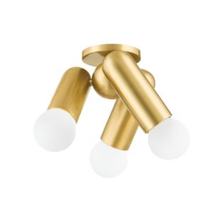 Lolly 3-Light Flush Mount in Aged Brass