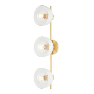 Belle 3-Light Bathroom Vanity Light Sconce in Aged Brass