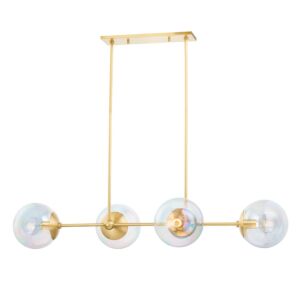 Ophelia 4-Light Linear in Aged Brass