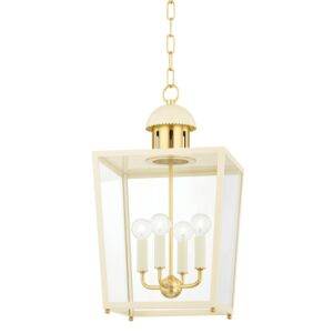 June 4-Light Lantern in Aged Brass