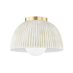 Eloise 1-Light Flush Mount in Aged Brass