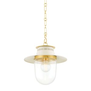 Nori 1-Light Pendant in Aged Brass with Soft Cream