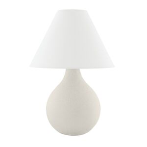 Helena 1-Light Table Lamp in Aged Brass with Ceramic Matte White Speck