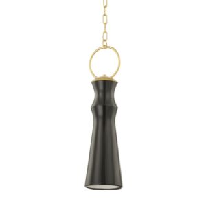 Borden 1-Light Pendant in Aged Brass with Ceramic Gloss Mink