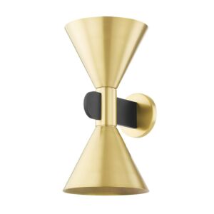 Cranston 2-Light Wall Sconce in Aged Brass