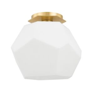 Tring 1-Light Flush Mount in Aged Brass