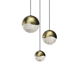 Grapes 3-Light LED Pendant in Brass Finish