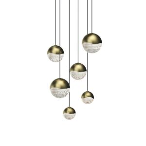 Grapes 6-Light LED Pendant in Brass Finish