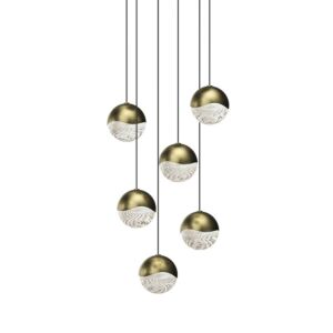 Grapes 6-Light LED Pendant in Brass Finish