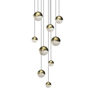 Grapes 9-Light LED Pendant in Brass Finish