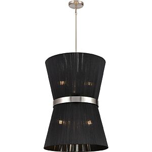 Ellesmere 6-Light Foyer Pendant in Satin Nickel with Black Shade