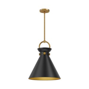 Emerson 1-Light Pendant in Aged Gold with Matte Black