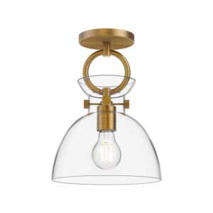 Waldo 1-Light Semi-Flush Mount in Aged Gold with Clear