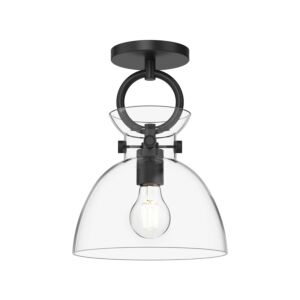 Waldo 1-Light Semi-Flush Mount in Matte Black with Clear Glass