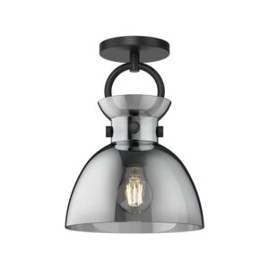 Waldo 1-Light Semi-Flush Mount in Matte Black with Smoked