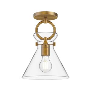 Emerson 1-Light Semi-Flush Mount in Aged Gold with Clear