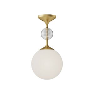 Celia 1-Light Semi-Flush Mount in Brushed Gold with Opal Glass