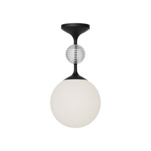 Celia 1-Light Semi-Flush Mount in Matte Black with Opal Glass