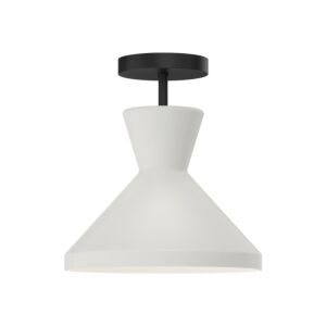 Betty 1-Light Semi-Flush Mount in Matte Black with Opal Glass